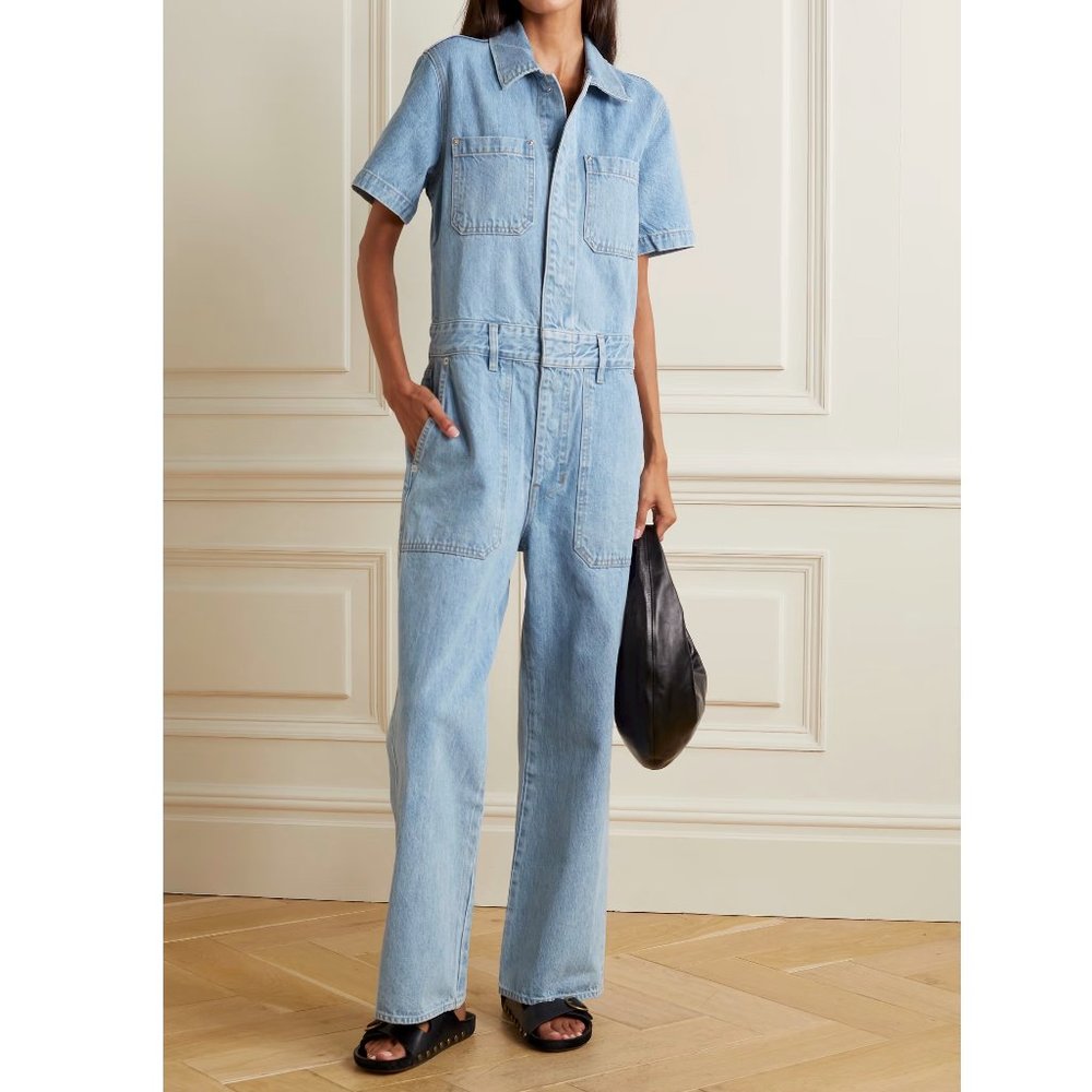 BNWT SLVRLAKE Wide-Leg Denim Workwear Jumpsuit Size M